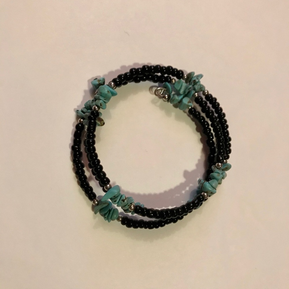 Turquoise and Black Wrap Bracelet
